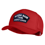 Scuba Hair Don't Care Patched Summer Foam Mesh Trucker Cap - Red OSFM