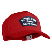 Scuba Hair Don't Care Patched Summer Foam Mesh Trucker Cap - Red OSFM