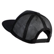 Number 7 Faux Leather Patched Flat Bill Trucker Cap - Black OSFM
