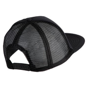 Number 7 Faux Leather Patched Flat Bill Trucker Cap - Black OSFM