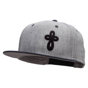 Our Embroidered Celtic Cross Patched Flat Bill Snapback Two Tone Cap - H-Black-Grey OSFM