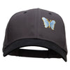 Small Blue Decorative Butterfly Patched Two Tone Cotton Twill Low Profile Strap Cap - Black-Charcoal OSFM