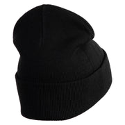 Large Strawberry Applique Iron on Patch Patched 12 Inch Long Knitted Beanie - Black OSFM