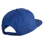 Old English M Faux Leather Patched Cotton Flat Bill Pro Cap - Royal OSFM