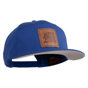 Old English M Faux Leather Patched Cotton Flat Bill Pro Cap - Royal OSFM