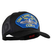 USS Long Beach 1959 1995 CGN - 9 Submarine Blue Patched Solid Cotton Twill Mesh Prostyle Cap - Black OSFM