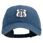 US Route 66 Patched Washed Solid Pigment Dyed Cotton Twin Brass Buckle Cap - Navy OSFM