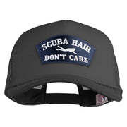 Scuba Hair Don't Care Patched Summer Foam Mesh Trucker Cap - Black OSFM