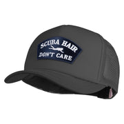 Scuba Hair Don't Care Patched Summer Foam Mesh Trucker Cap - Black OSFM
