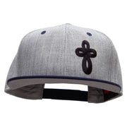 Our Embroidered Celtic Cross Patched Flat Bill Snapback Two Tone Cap - Navy-Grey OSFM