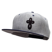 Our Embroidered Celtic Cross Patched Flat Bill Snapback Two Tone Cap - Navy-Grey OSFM