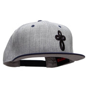 Our Embroidered Celtic Cross Patched Flat Bill Snapback Two Tone Cap - Navy-Grey OSFM