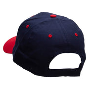 Small Blue Decorative Butterfly Patched Two Tone Cotton Twill Low Profile Strap Cap - Red-Navy OSFM