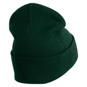 Large Strawberry Applique Iron on Patch Patched 12 Inch Long Knitted Beanie - Dark Green OSFM