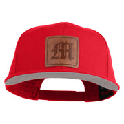 Old English M Faux Leather Patched Cotton Flat Bill Pro Cap - Red OSFM