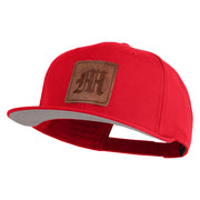 Old English M Faux Leather Patched Cotton Flat Bill Pro Cap - Red OSFM
