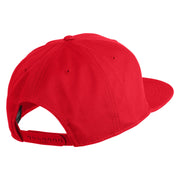 Old English M Faux Leather Patched Cotton Flat Bill Pro Cap - Red OSFM