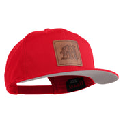 Old English M Faux Leather Patched Cotton Flat Bill Pro Cap - Red OSFM