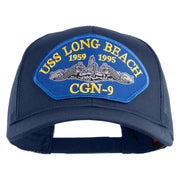 USS Long Beach 1959 1995 CGN - 9 Submarine Blue Patched Solid Cotton Twill Mesh Prostyle Cap - Navy OSFM