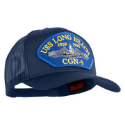 USS Long Beach 1959 1995 CGN - 9 Submarine Blue Patched Solid Cotton Twill Mesh Prostyle Cap - Navy OSFM