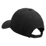 US Route 66 Patched Washed Solid Pigment Dyed Cotton Twin Brass Buckle Cap - Black OSFM