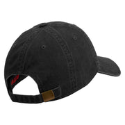 US Route 66 Patched Washed Solid Pigment Dyed Cotton Twin Brass Buckle Cap - Black OSFM