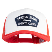 Scuba Hair Don't Care Patched Summer Foam Mesh Trucker Cap - Red White OSFM