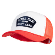 Scuba Hair Don't Care Patched Summer Foam Mesh Trucker Cap - Red White OSFM