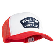 Scuba Hair Don't Care Patched Summer Foam Mesh Trucker Cap - Red White OSFM