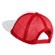 Number 7 Faux Leather Patched Flat Bill Trucker Cap - White Red OSFM