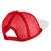 Number 7 Faux Leather Patched Flat Bill Trucker Cap - White Red OSFM