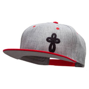 Our Embroidered Celtic Cross Patched Flat Bill Snapback Two Tone Cap - Red-Grey OSFM