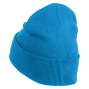 Large Strawberry Applique Iron on Patch Patched 12 Inch Long Knitted Beanie - Aqua OSFM