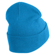 Large Strawberry Applique Iron on Patch Patched 12 Inch Long Knitted Beanie - Aqua OSFM