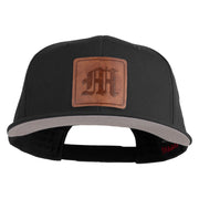 Old English M Faux Leather Patched Cotton Flat Bill Pro Cap - Black OSFM