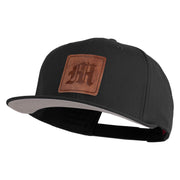 Old English M Faux Leather Patched Cotton Flat Bill Pro Cap - Black OSFM