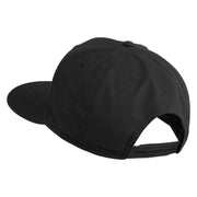 Old English M Faux Leather Patched Cotton Flat Bill Pro Cap - Black OSFM