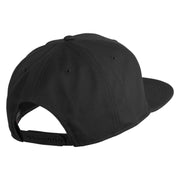 Old English M Faux Leather Patched Cotton Flat Bill Pro Cap - Black OSFM