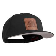 Old English M Faux Leather Patched Cotton Flat Bill Pro Cap - Black OSFM
