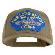 USS Long Beach 1959 1995 CGN - 9 Submarine Blue Patched Solid Cotton Twill Mesh Prostyle Cap - Khaki OSFM