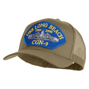 USS Long Beach 1959 1995 CGN - 9 Submarine Blue Patched Solid Cotton Twill Mesh Prostyle Cap - Khaki OSFM