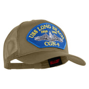 USS Long Beach 1959 1995 CGN - 9 Submarine Blue Patched Solid Cotton Twill Mesh Prostyle Cap - Khaki OSFM