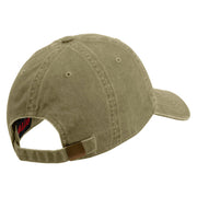 US Route 66 Patched Washed Solid Pigment Dyed Cotton Twin Brass Buckle Cap - Khaki OSFM