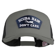 Scuba Hair Don't Care Patched Summer Foam Mesh Trucker Cap - Grey Black OSFM
