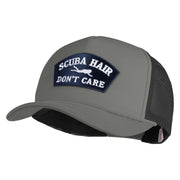 Scuba Hair Don't Care Patched Summer Foam Mesh Trucker Cap - Grey Black OSFM