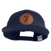 Number 7 Faux Leather Patched Flat Bill Trucker Cap - Navy OSFM