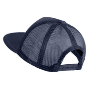 Number 7 Faux Leather Patched Flat Bill Trucker Cap - Navy OSFM