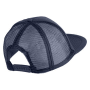 Number 7 Faux Leather Patched Flat Bill Trucker Cap - Navy OSFM