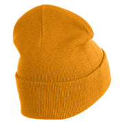 Large Strawberry Applique Iron on Patch Patched 12 Inch Long Knitted Beanie - Camel OSFM