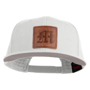 Old English M Faux Leather Patched Cotton Flat Bill Pro Cap - White OSFM